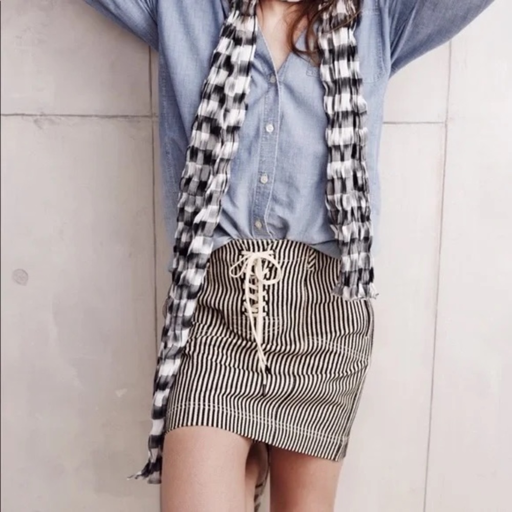 Madewell Ticking Stripe Lace Up Mini Skirt Sz. 2